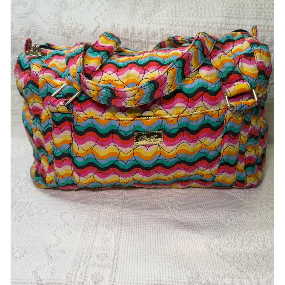 Luv Betsey Betsey Johnson Quilted Heart Duffle Bag Rainbow Large Travel Weekend